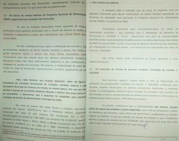 JustiÃ§a bloqueia bens de ex-prefeito de Vereda e mais quatro, por desvio de verbas do PNAE