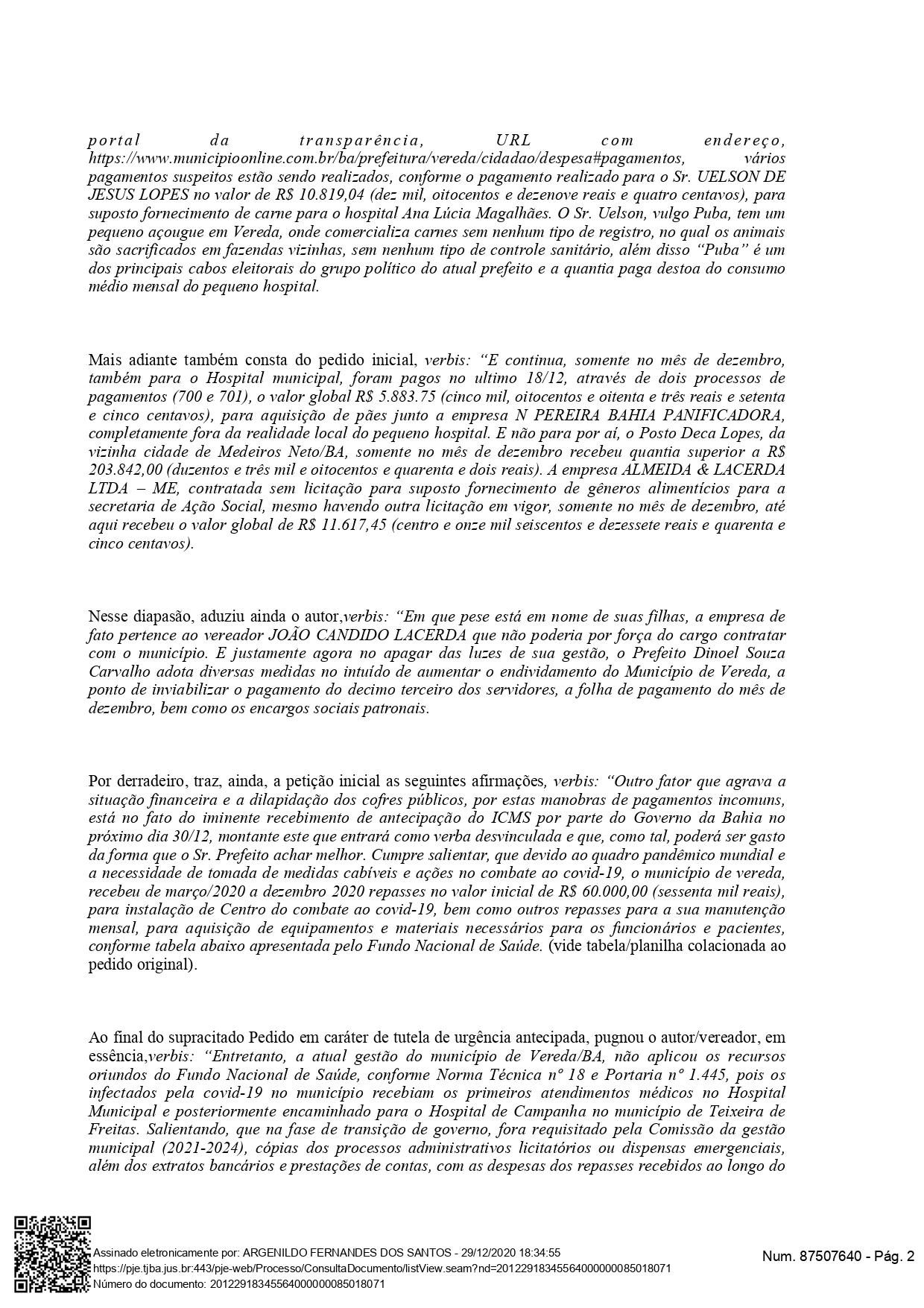 Justiça bloqueia contas da Prefeitura de Vereda após denúncias