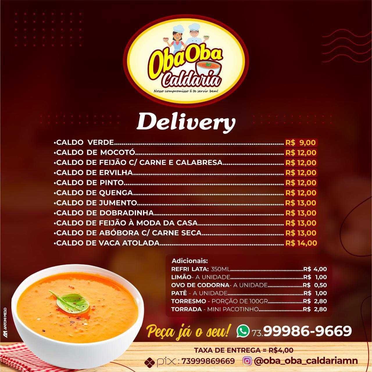 Medeiros Neto: inaugura nesta quarta (9) a Oba Oba Caldaria Delivery