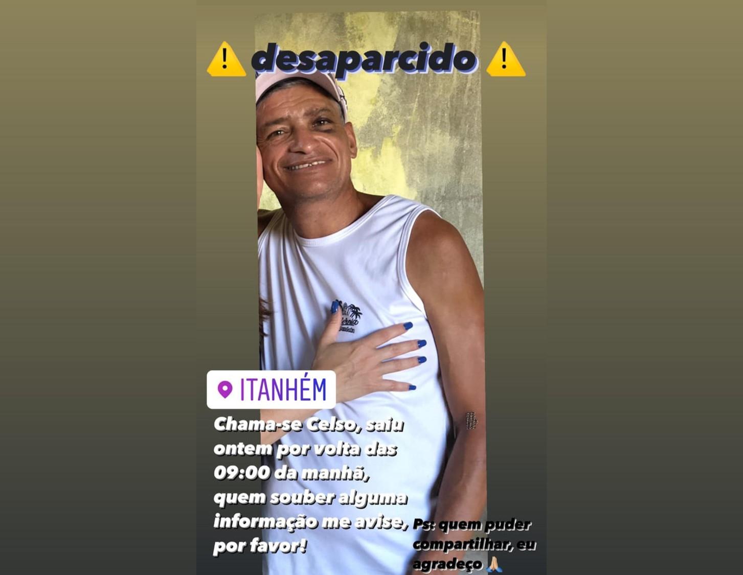 Corpo de homem que estava desaparecido é encontrado em represa, na zona rural de Itanhém