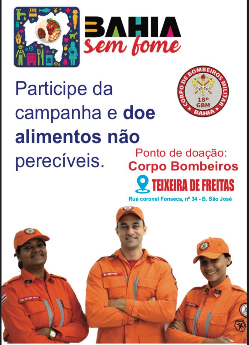 Teixeira: Bombeiros recebem doações para o Programa Bahia Sem Fome